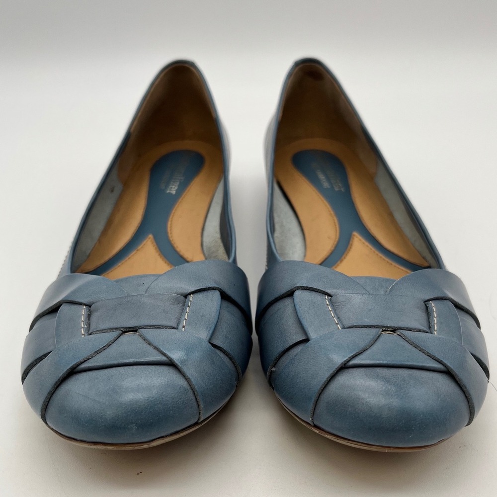 NATURALIZER Maude Flats Womens 8 Blue Jeans Wash Leather Woven Toe Shoes